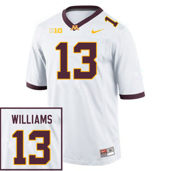 Men #13 Devon Williams Minnesota Golden Gophers College Football Jerseys Sale-White - Click Image to Close